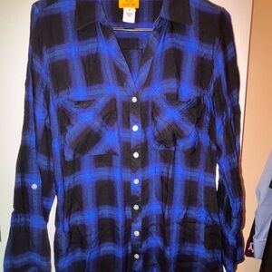 Ruby Rd. Black and Blue Plaid Shirt